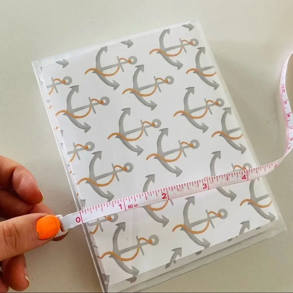 2 NEW ANTHROPOLOGIE White Grey Illustrated Anchor Nautical Card Notecards s/10